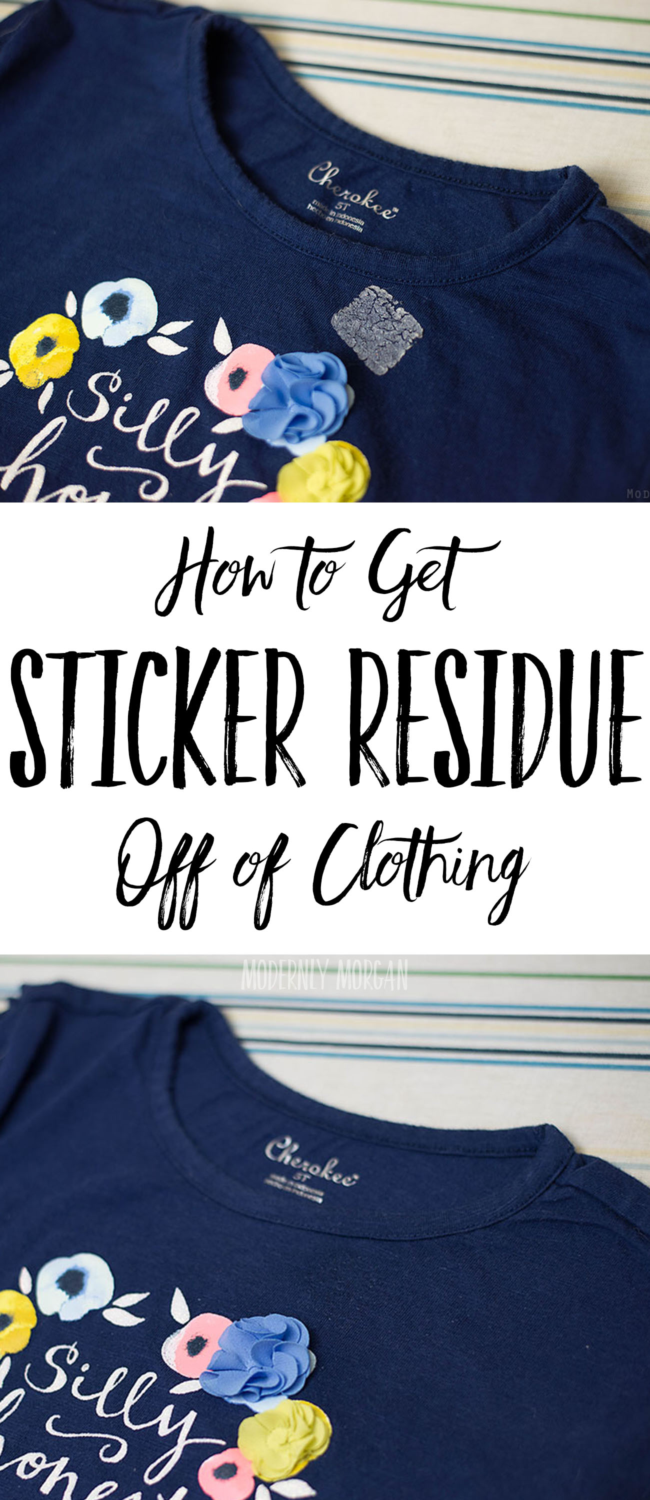 How to Remove Sticker Residue on Clothing - even after washing and drying! I've saved a handful of my daughter's shirts this way!