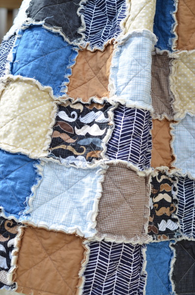 Mustache Rag Crib Quilt