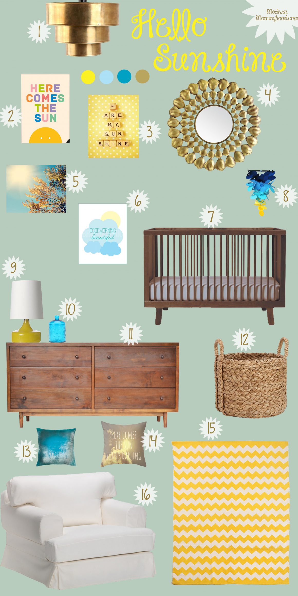 Hello Sunshine Gender Neutral Nursery Board @ModernMommyhood