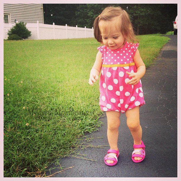 Mabel in her new Croc sandals