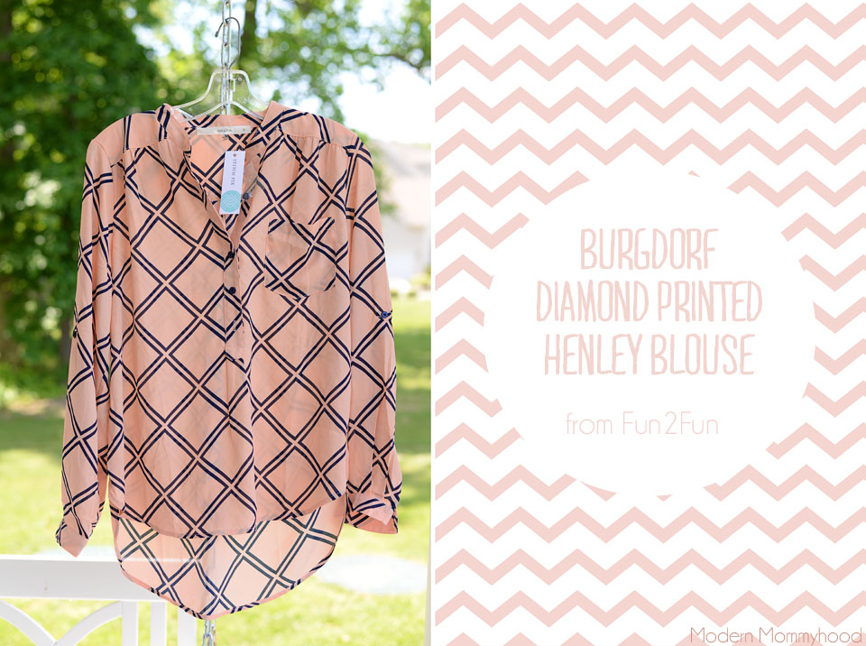 June Stitch Fix #11 Burgdorf Diamond Printed Henley Blouse