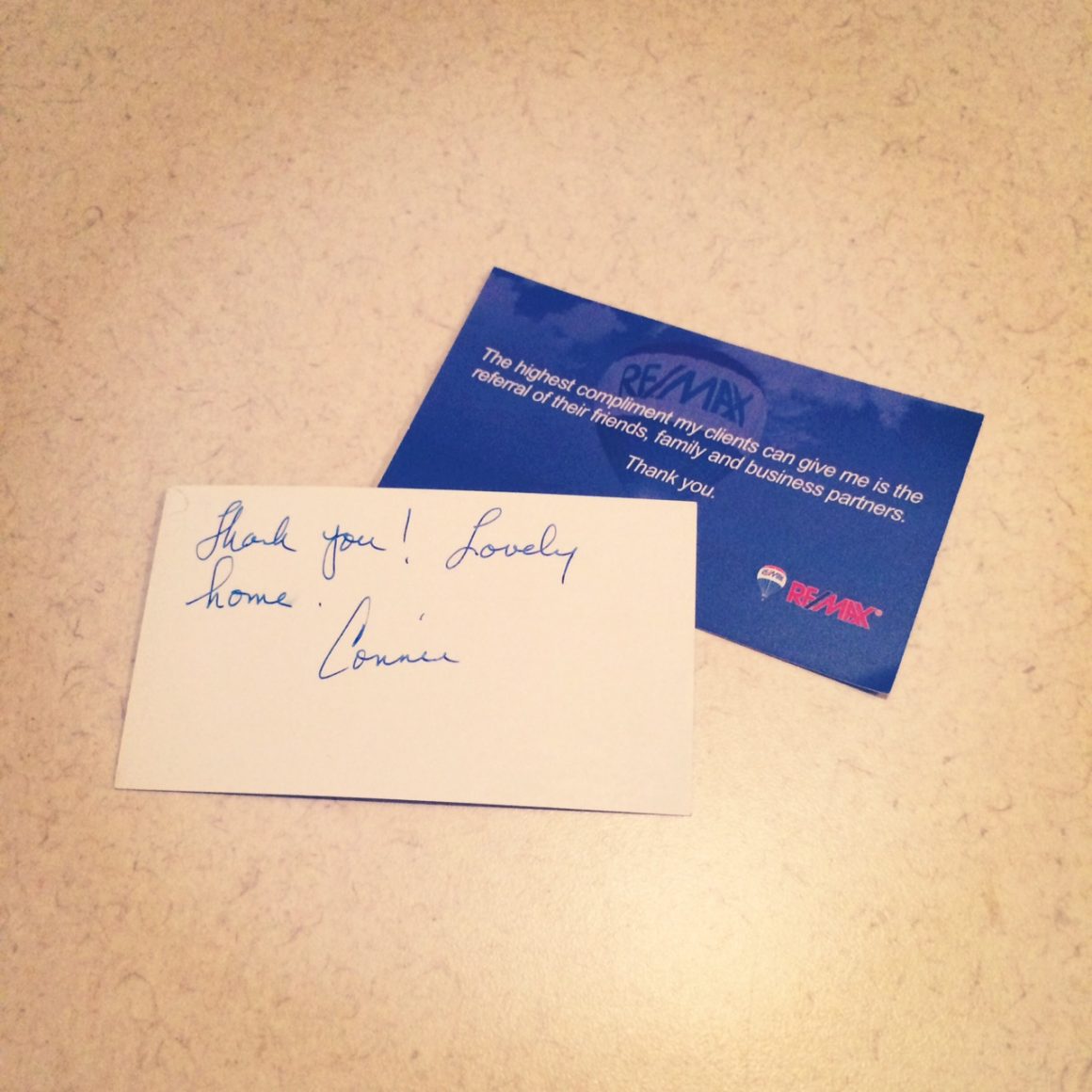 Realtor Business Cards with a Thank You Note