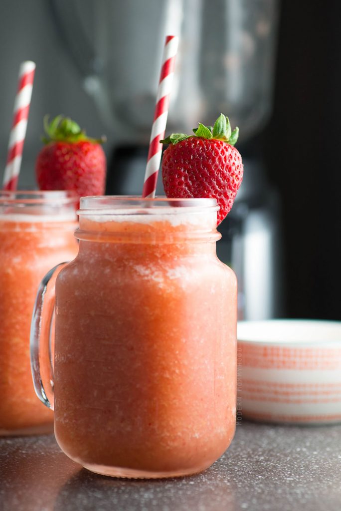 Summer Fruit Wine Slush {recipe} - a frozen blend of peaches, strawberries, grapes and delicious white wine make an absolutely refreshing summer drink!