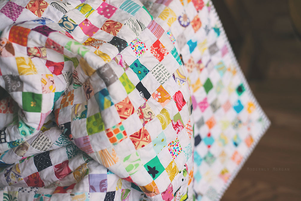 Checkerboard Postage Stamp Quilt - a great quilt to use up your scrap stash!