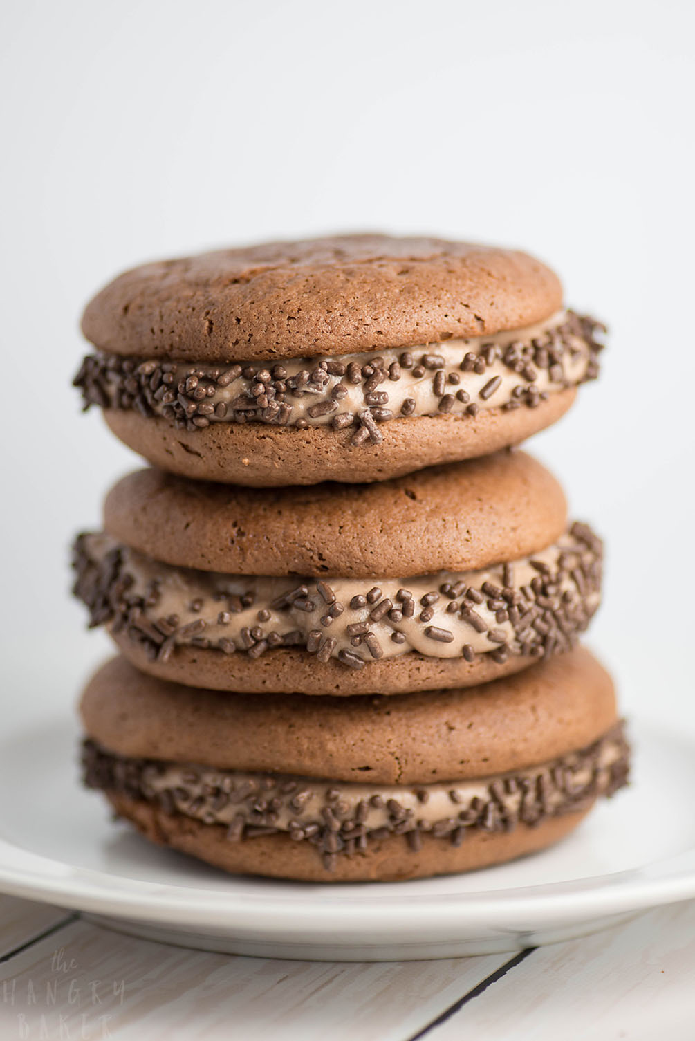 Double Chocolate Whoopie Pies - Two soft chocolate cookie cakes filled with light and fluffy chocolate cream = amazing!