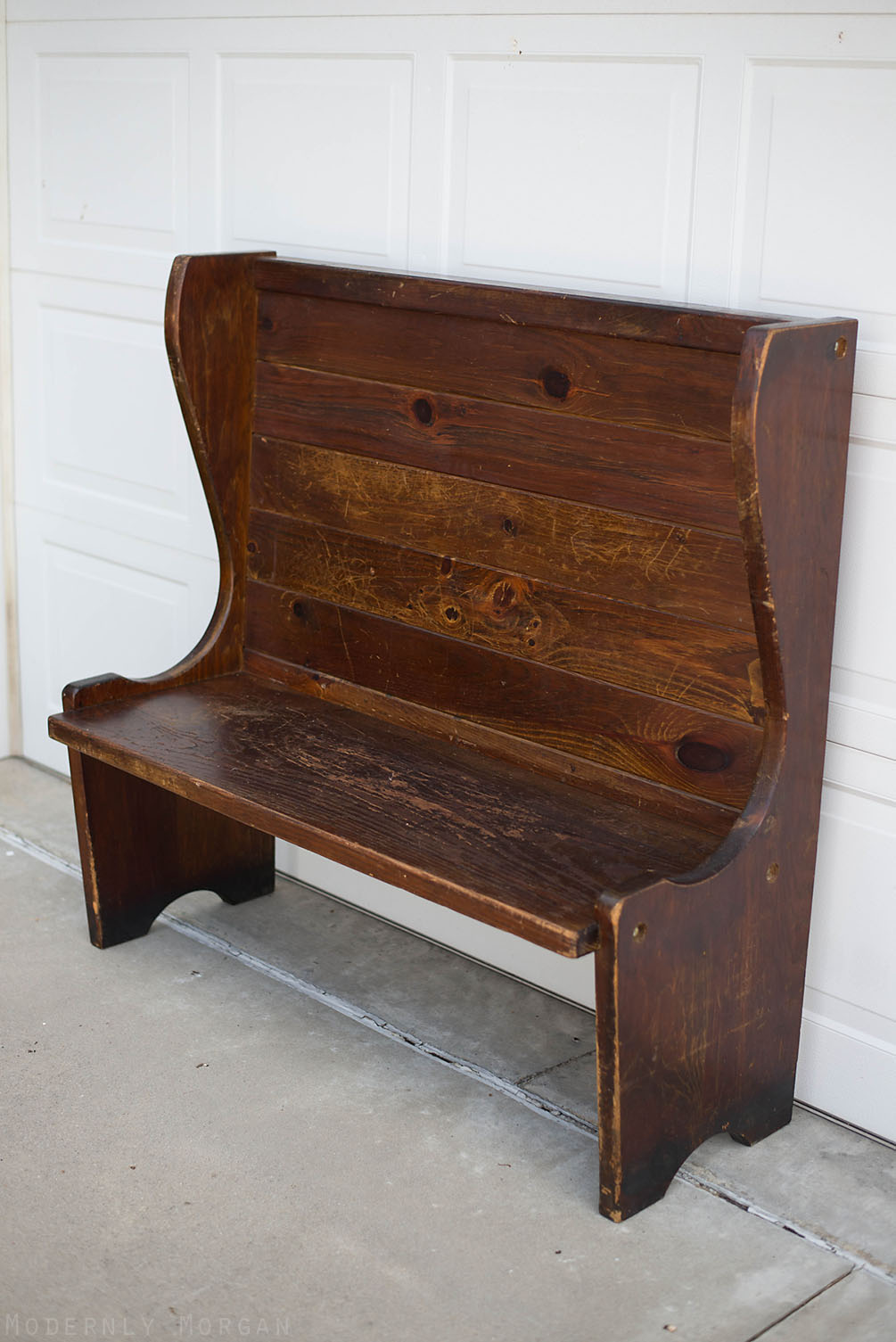 Antique Train Station Bench - vintage entryway find