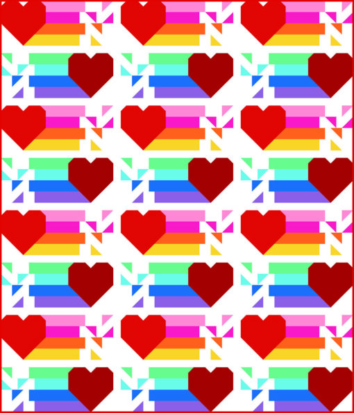 Rainbow Heart Quilt Pattern