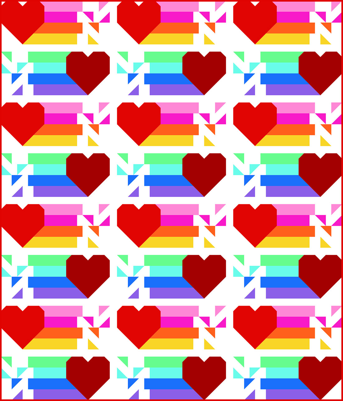 Rainbow Heart Quilt Pattern