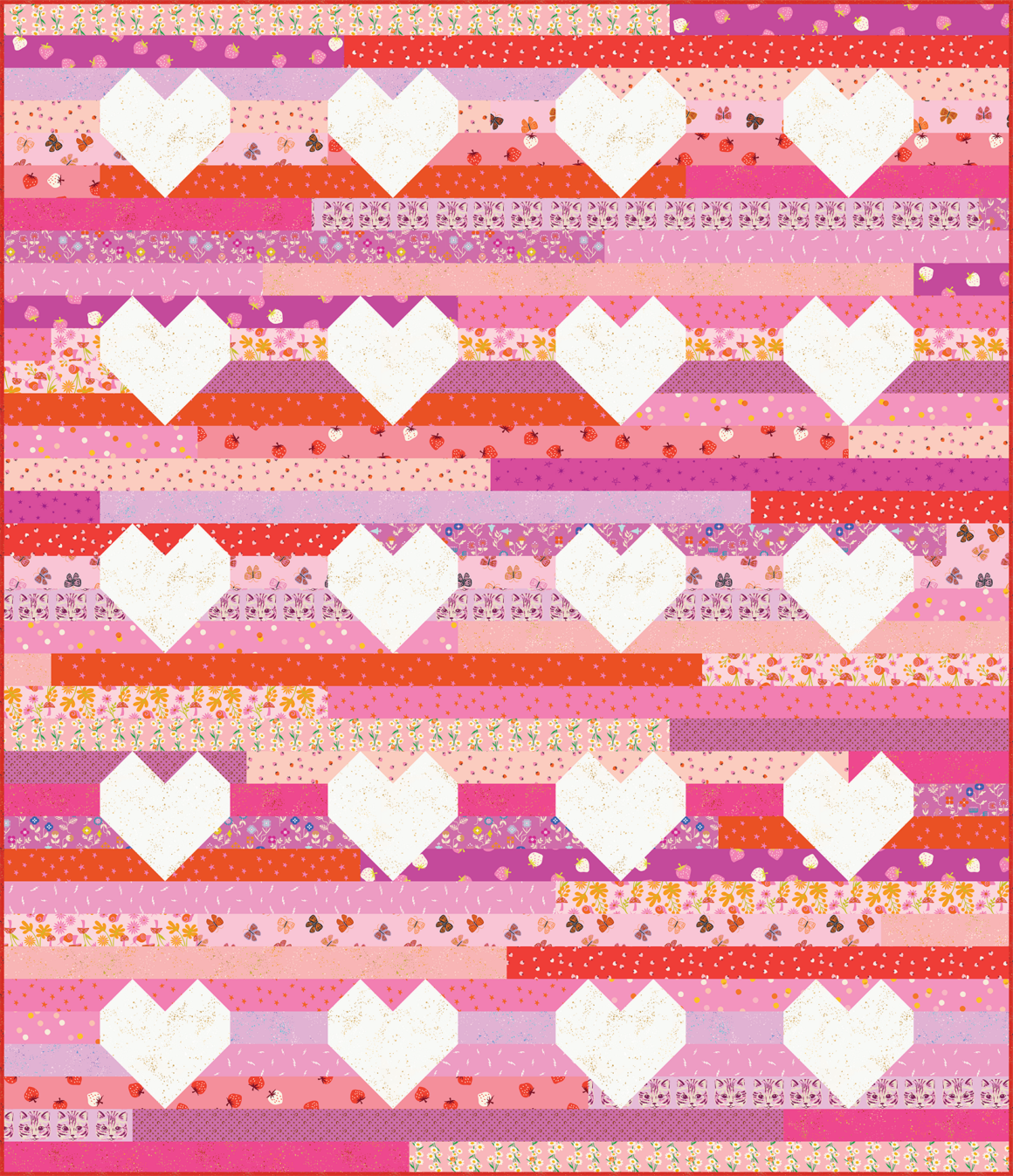 Jelly Hearts - jelly roll friendly quilt pattern by Modernly Morgan - Various prints are from Ruby Star Society