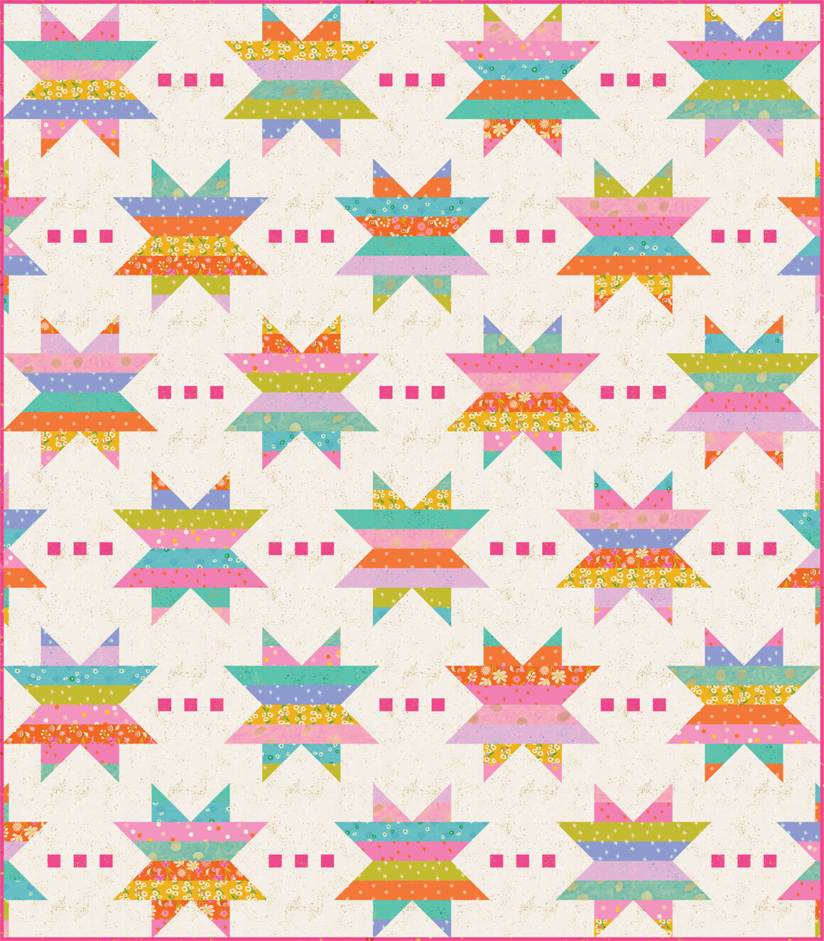 Spaced Out Quilt Pattern - Fat Quarter and 1/4 yard friendly - by Modernly Morgan - Ruby Star Rainbow Mockup