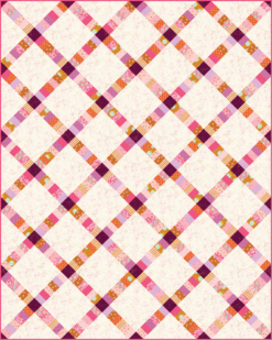 Simply Scraps Quilt Pattern - by Modernly Morgan - A patchwork quilt in pinks, purples and caramel colors.
